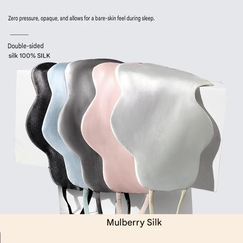 Green Mulberry Silk Sleep Eye Mask - Cloud Shaped Blackout Blindfold with view 2