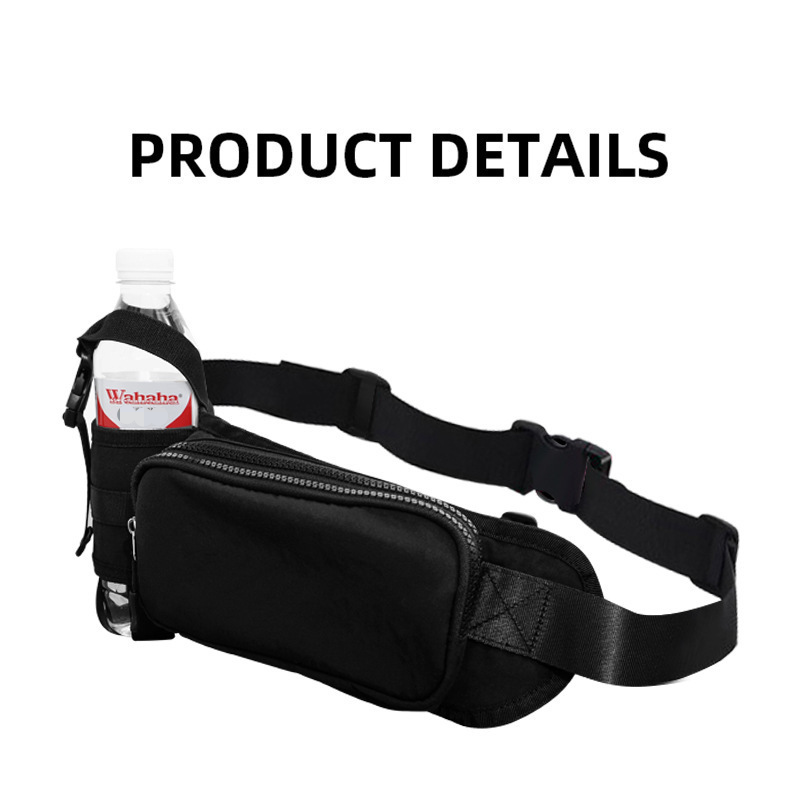 Black Waterproof Sports Waist Bag with Water Bottle Holder - Lightweight view 9
