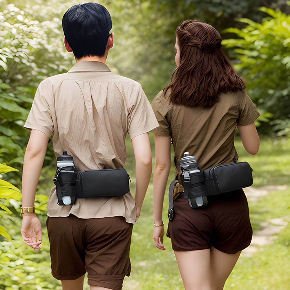 Black Waterproof Sports Waist Bag with Water Bottle Holder - Lightweight view 13