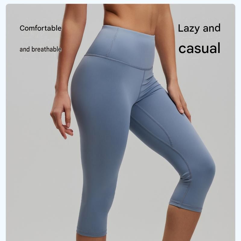 Winter Fitness Bundle - Blue M size Women's High Waist 3/4 Yoga Leggings with view 4
