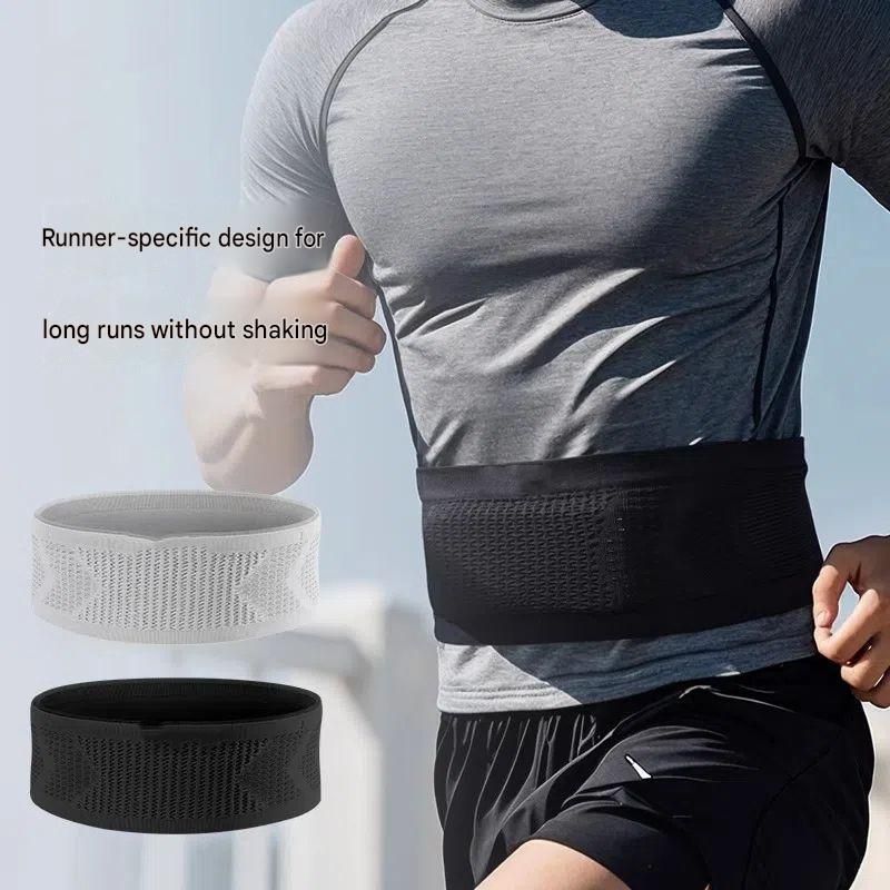 Black L Size Running Waist Belt - High Stretch Spandex Nylon Blend view 2