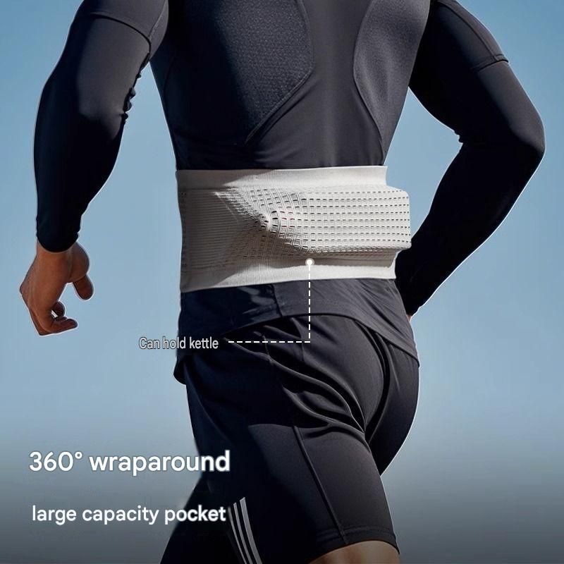 Grey L Size Running Waist Belt - High Stretch Spandex Nylon Blend view 3