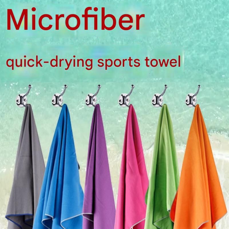 2 Piece Grey Microfiber Sports Towel Set - 152*76cm and 80*40cm Quick Dry Gym view 2