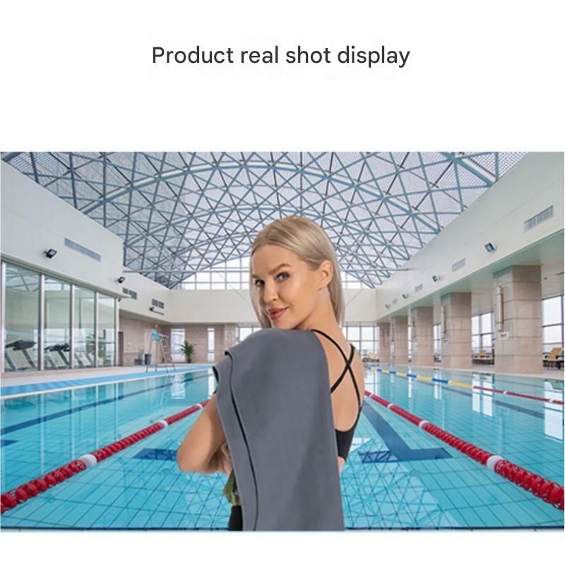 2 Piece Grey Microfiber Sports Towel Set - 152*76cm and 80*40cm Quick Dry Gym view 9