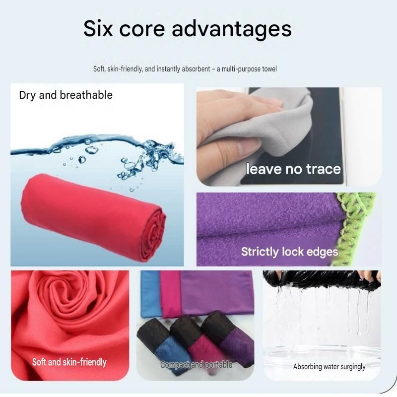 2 Piece Black Microfiber Sports Towel Set - 152*76cm and 80*40cm Quick Dry Gym view 3