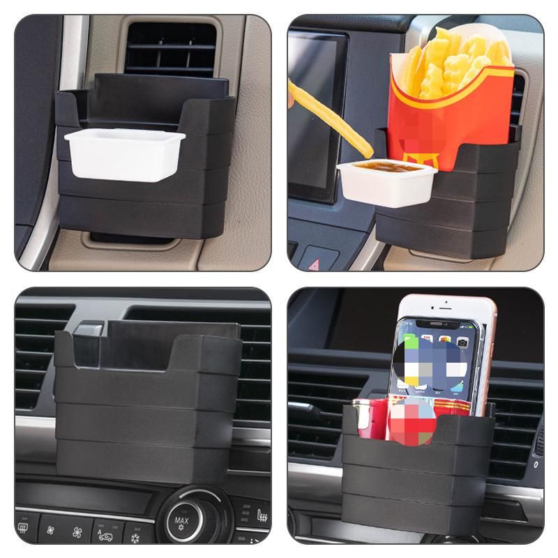 Black Car Air Vent French Fries Holder - Plastic Multi-Function Cup Organizer view 2