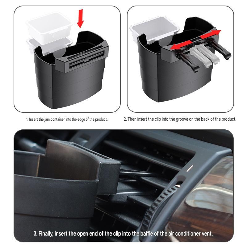 Black Car Air Vent French Fries Holder - Plastic Multi-Function Cup Organizer view 3
