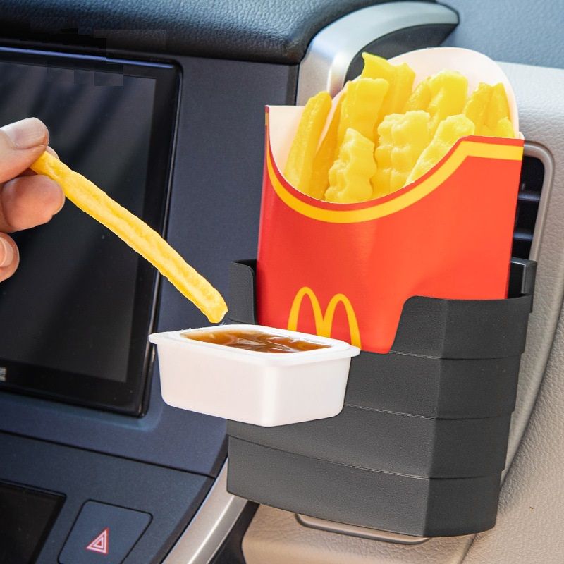 Black Car Air Vent French Fries Holder - Plastic Multi-Function Cup Organizer view 6