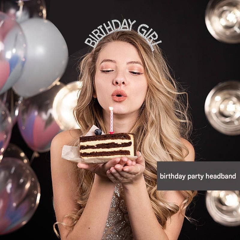 Golden Birthday queen Rhinestone decorative headband - Alloy Letter Hair view 2