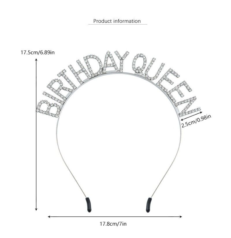 Golden Birthday queen Rhinestone decorative headband - Alloy Letter Hair view 4