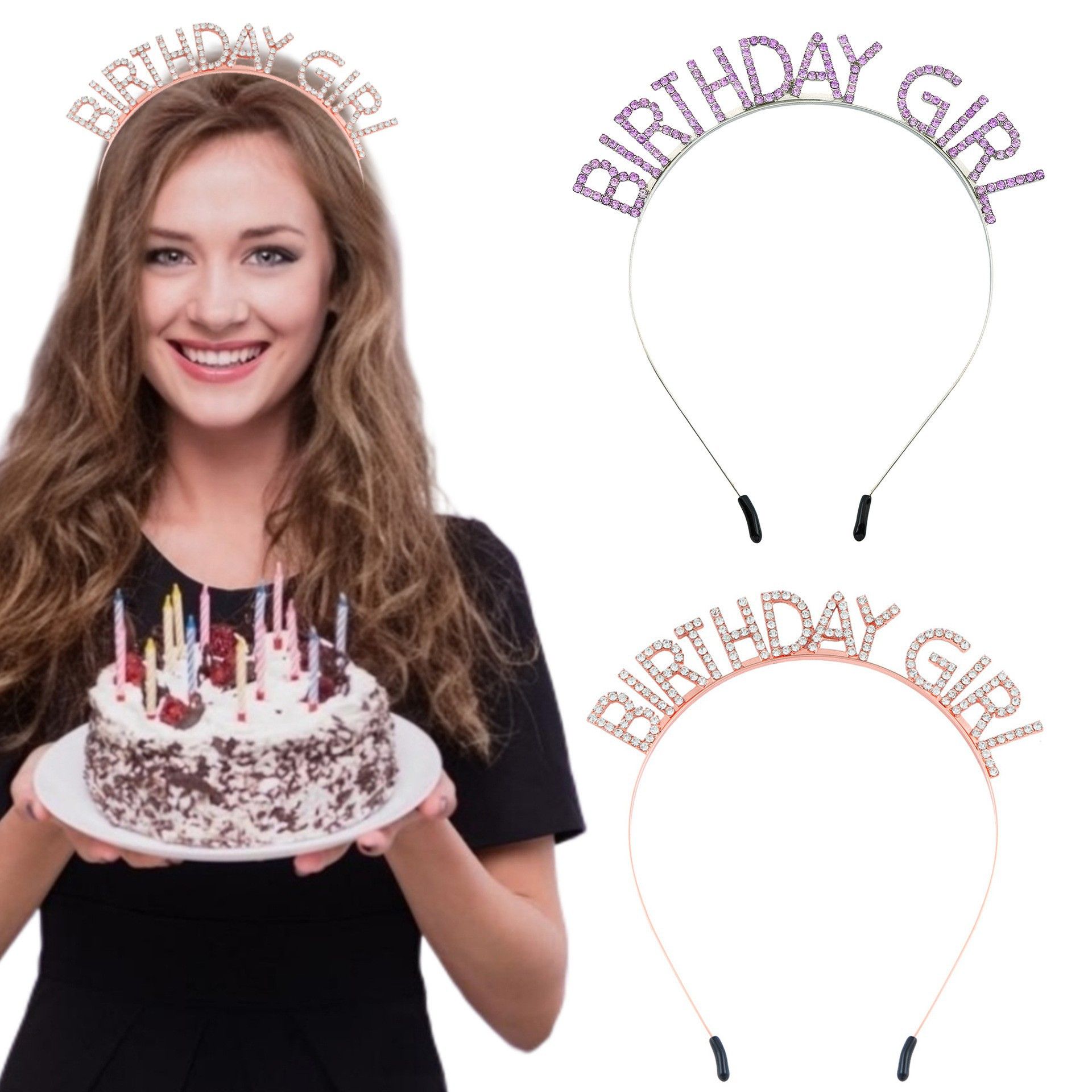 Silvery Birthday queen Rhinestone decorative headband - Alloy Letter Hair view 3