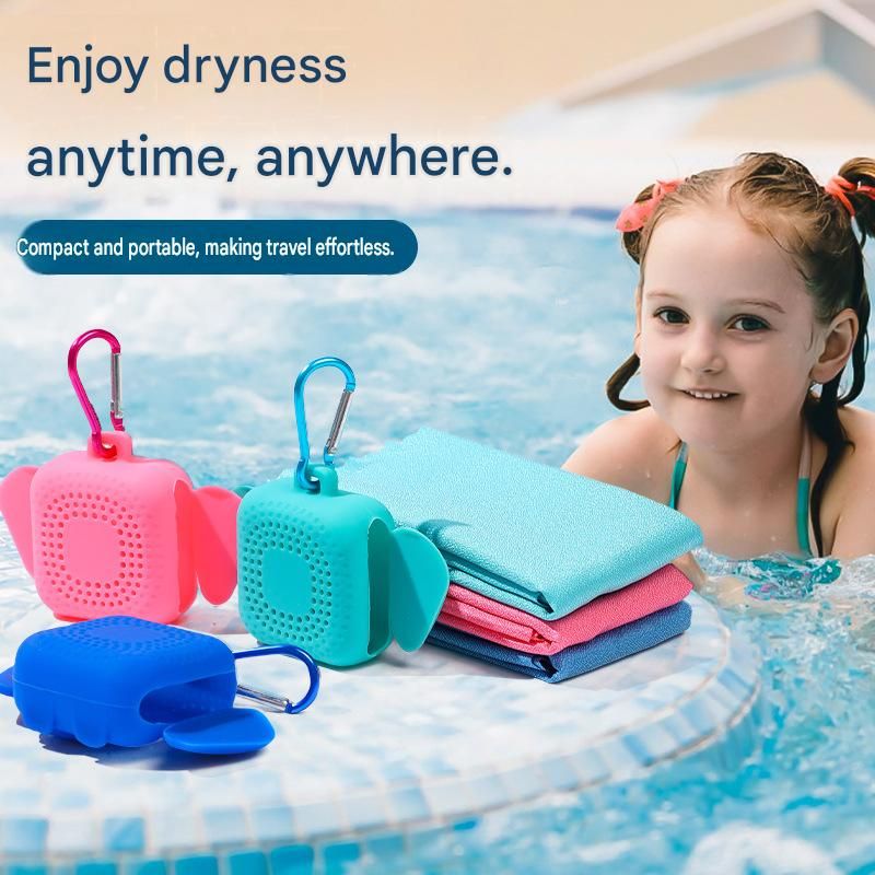 Blue Portable Quick Dry Towel with Elephant Storage Box - Microfiber Cooling view 3