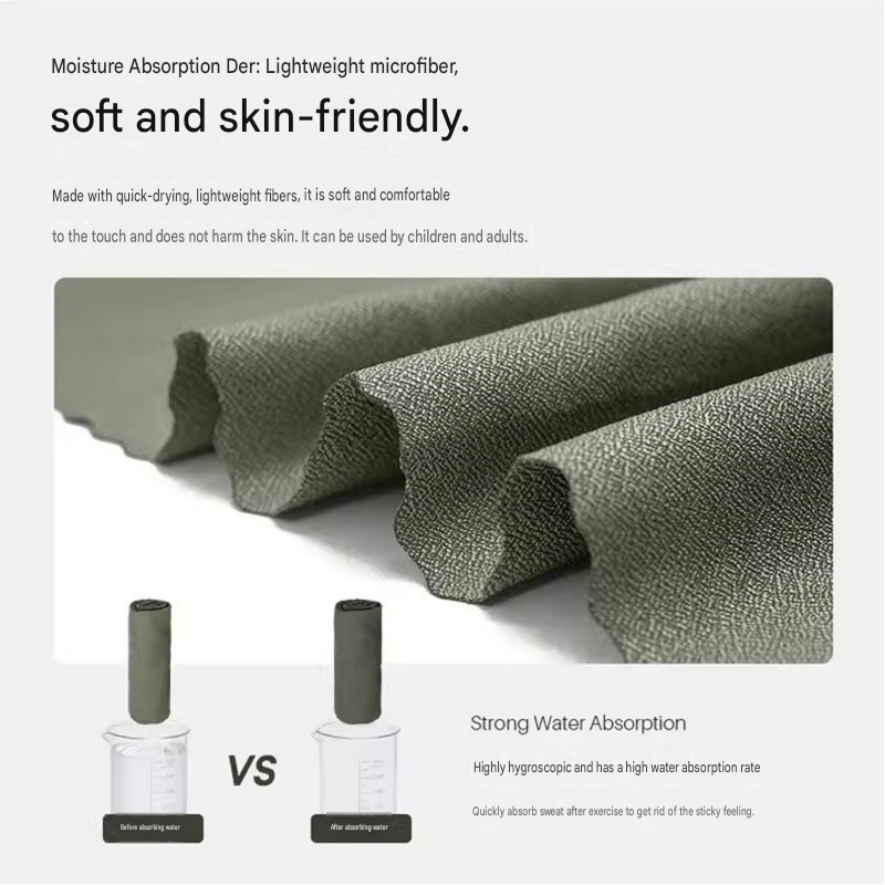 Grey Portable Quick Dry Towel with Elephant Storage Box - Microfiber Cooling view 7
