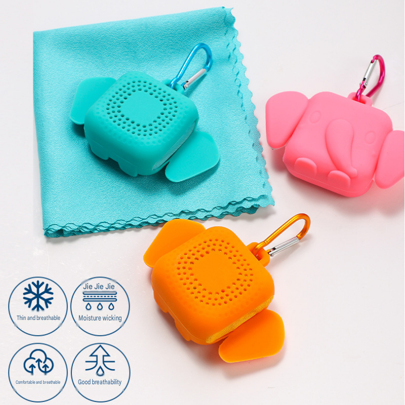 Purple Portable Quick Dry Towel with Elephant Storage Box - Microfiber Cooling view 5