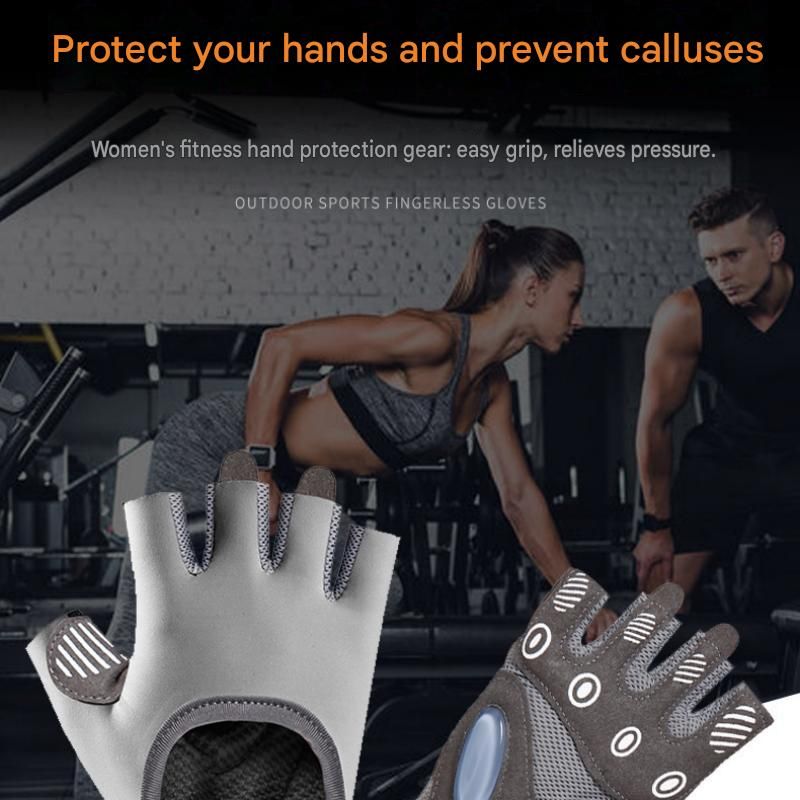Pink M size Women's Half-Finger Fitness Gloves - Liquid Silicone Shock Absorption view 5