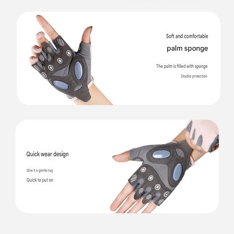 Pink L size Women's Half-Finger Fitness Gloves - Liquid Silicone Shock Absorption view 14