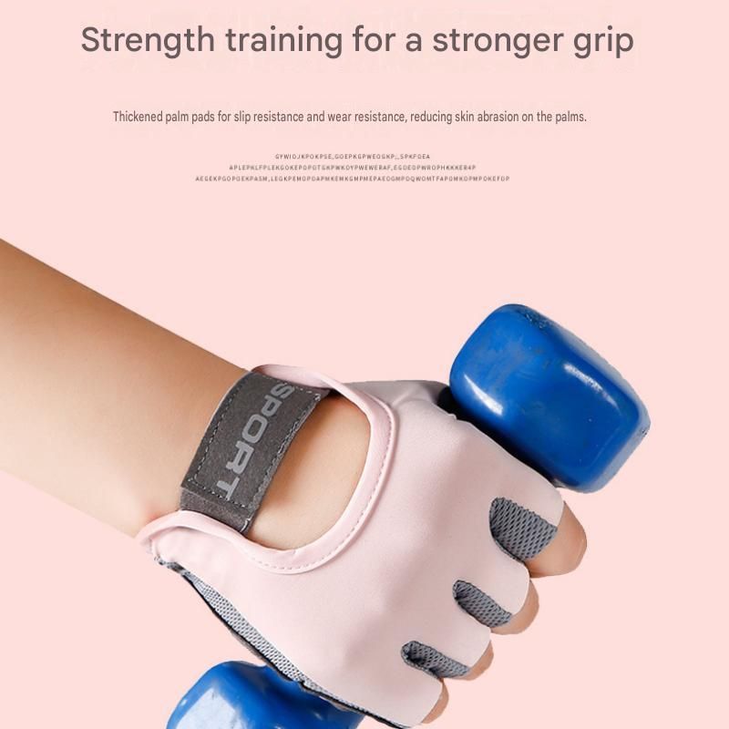 Grey S size Women's Half-Finger Fitness Gloves - Liquid Silicone Shock Absorption view 7