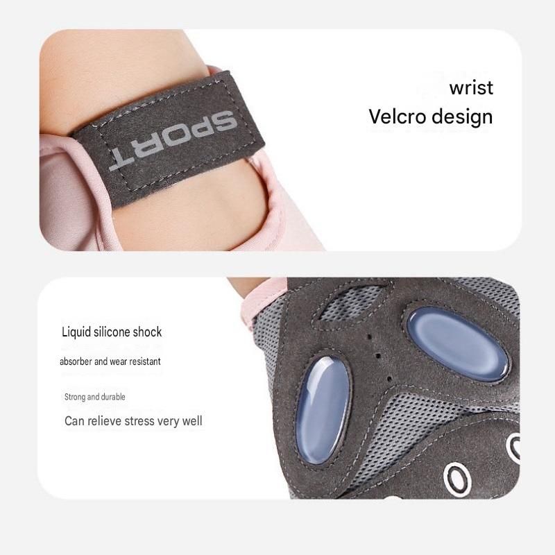 Grey S size Women's Half-Finger Fitness Gloves - Liquid Silicone Shock Absorption view 13