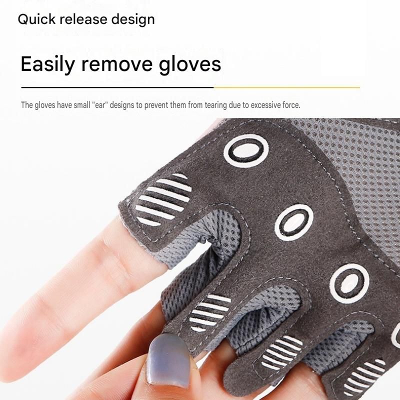 Grey L size Women's Half-Finger Fitness Gloves - Liquid Silicone Shock Absorption view 8