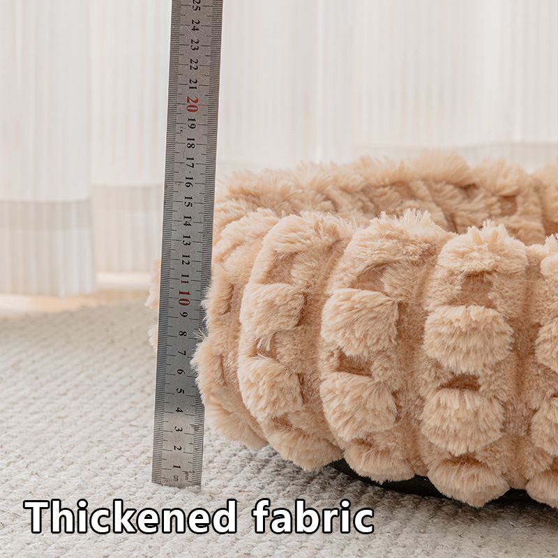 Grey 40cm with Heart-patterned jacquard Plush Round Pet Bed - Soft Donut Cat Bed view 8