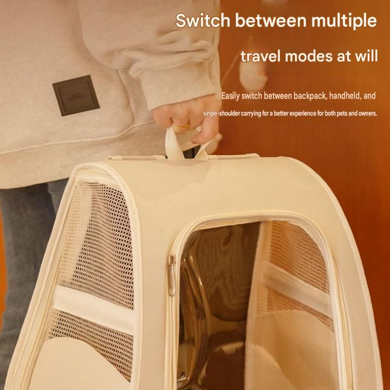 Yellow Breathable Pet Carrier Backpack - Nylon Cat Travel Bag with Large Clear view 6