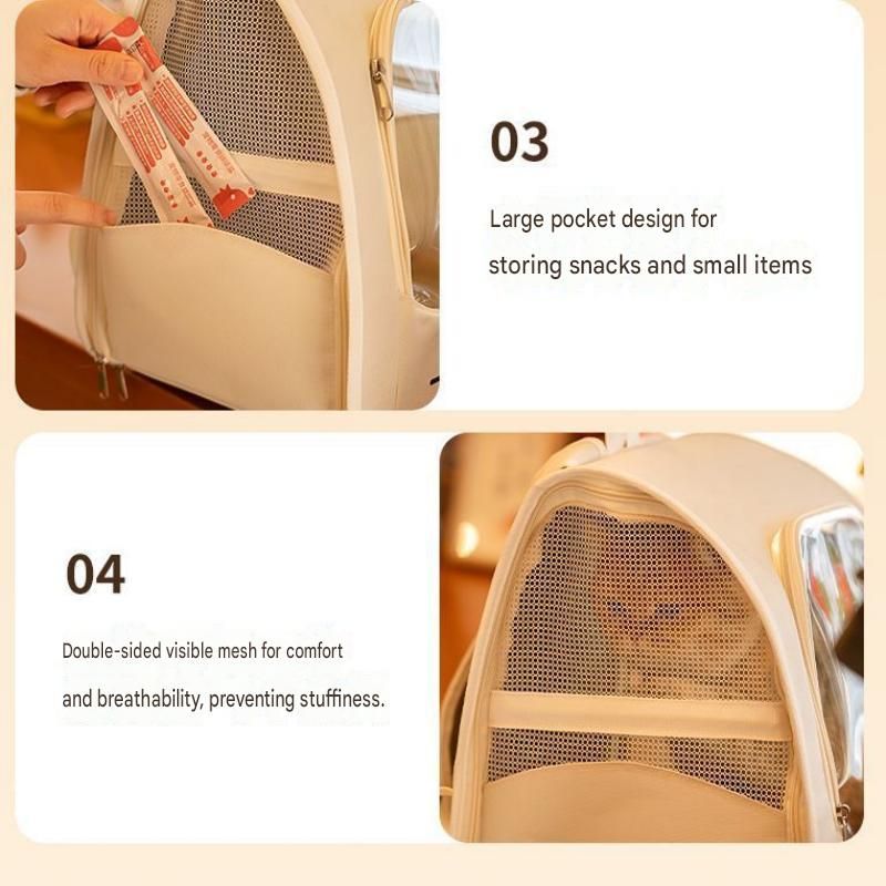 Blue Breathable Pet Carrier Backpack - Nylon Cat Travel Bag with Large Clear view 8