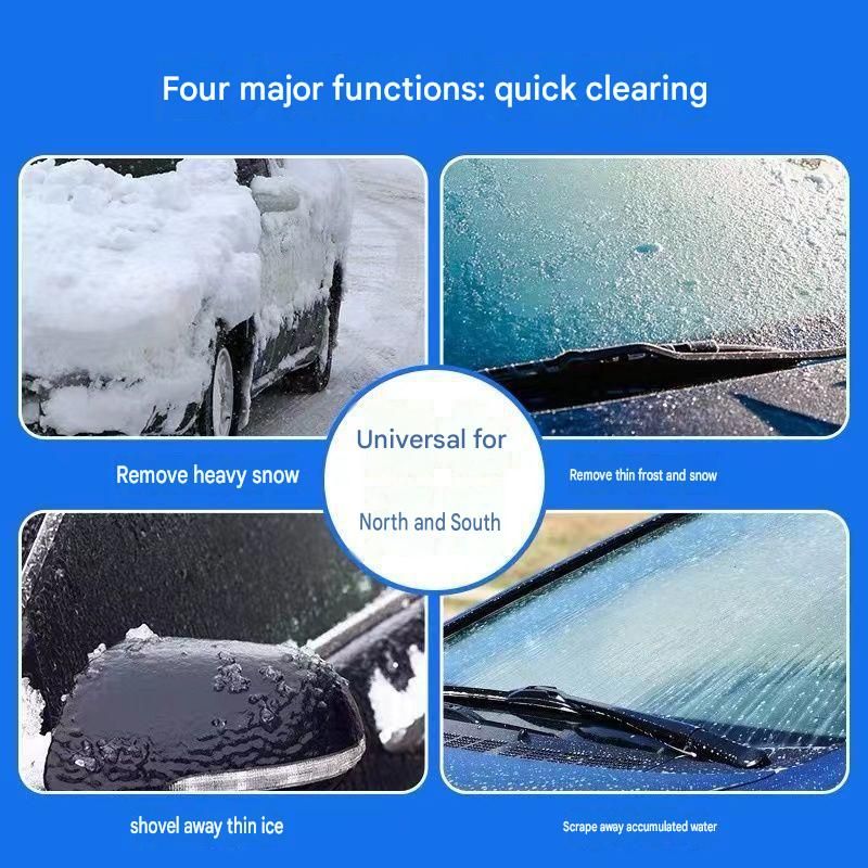 Green Multi-Function Car Windshield Ice Scraper - 4-in-1 Plastic Snow Removal view 4