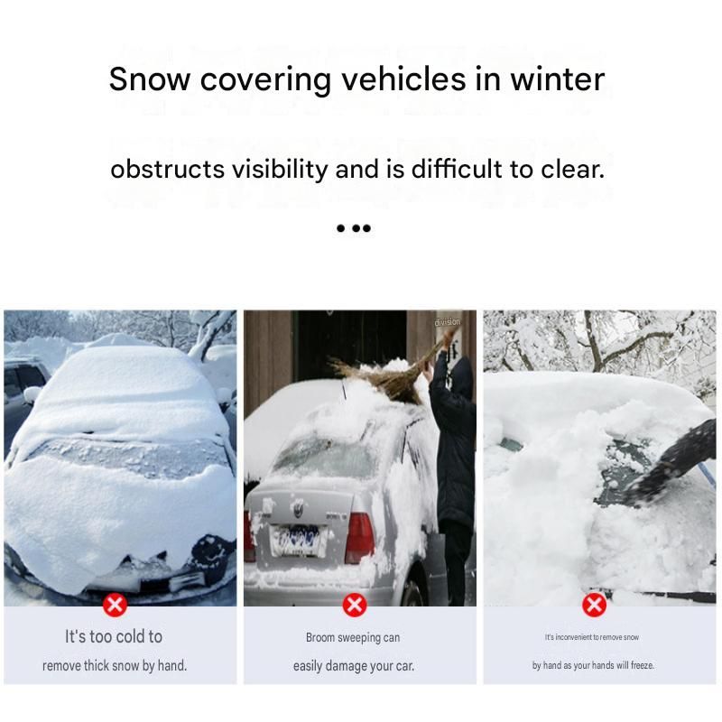 Black Multi-Function Car Windshield Ice Scraper - 4-in-1 Plastic Snow Removal view 6