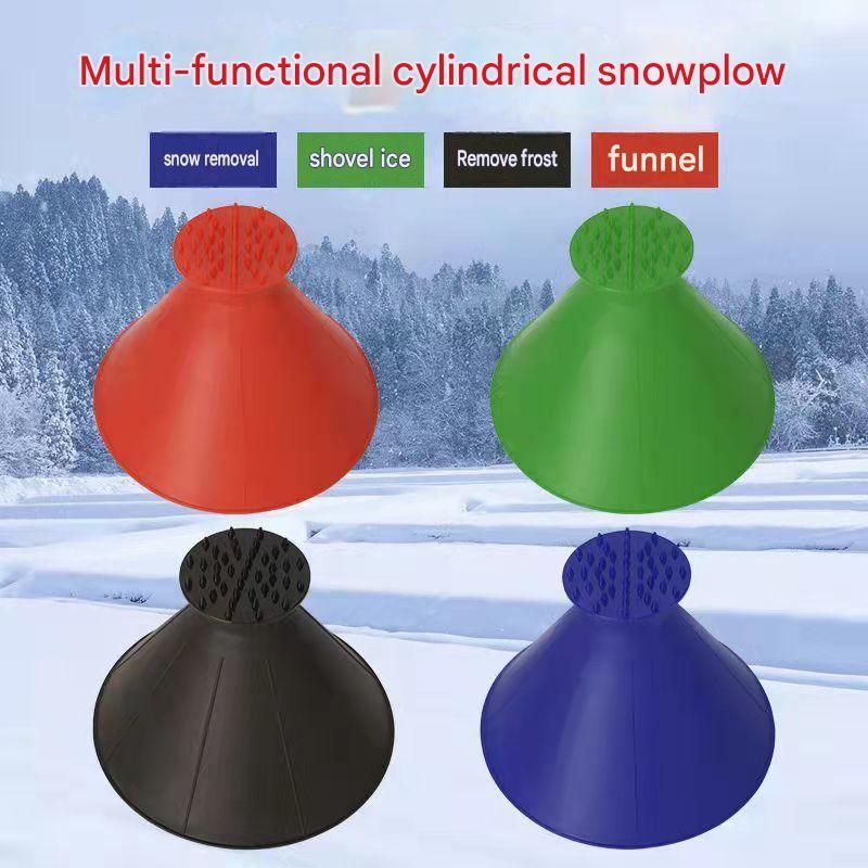 Blue Multi-Function Car Windshield Ice Scraper - 4-in-1 Plastic Snow Removal view 2