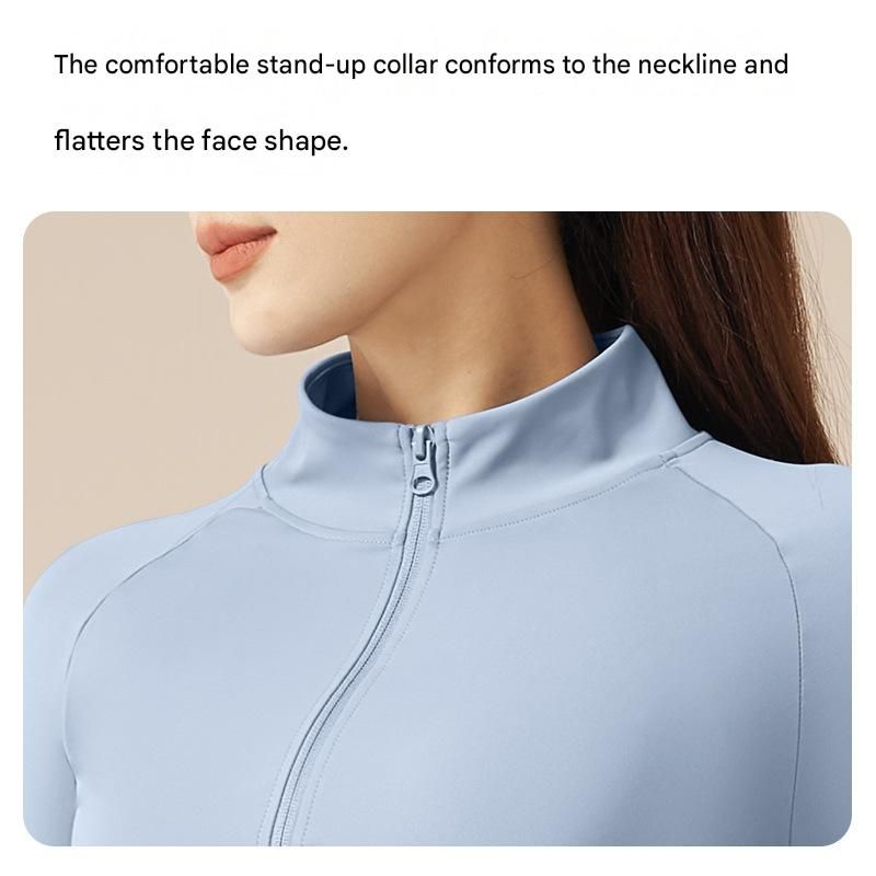 L size Women's 2-Piece Running Yoga Set - White Colorblock Zip Jacket and view 3