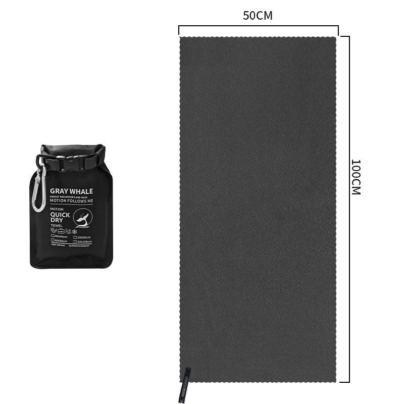 Black 50x100cm Portable Quick Dry Sports Towel - Ultra-Light Microfiber view 12