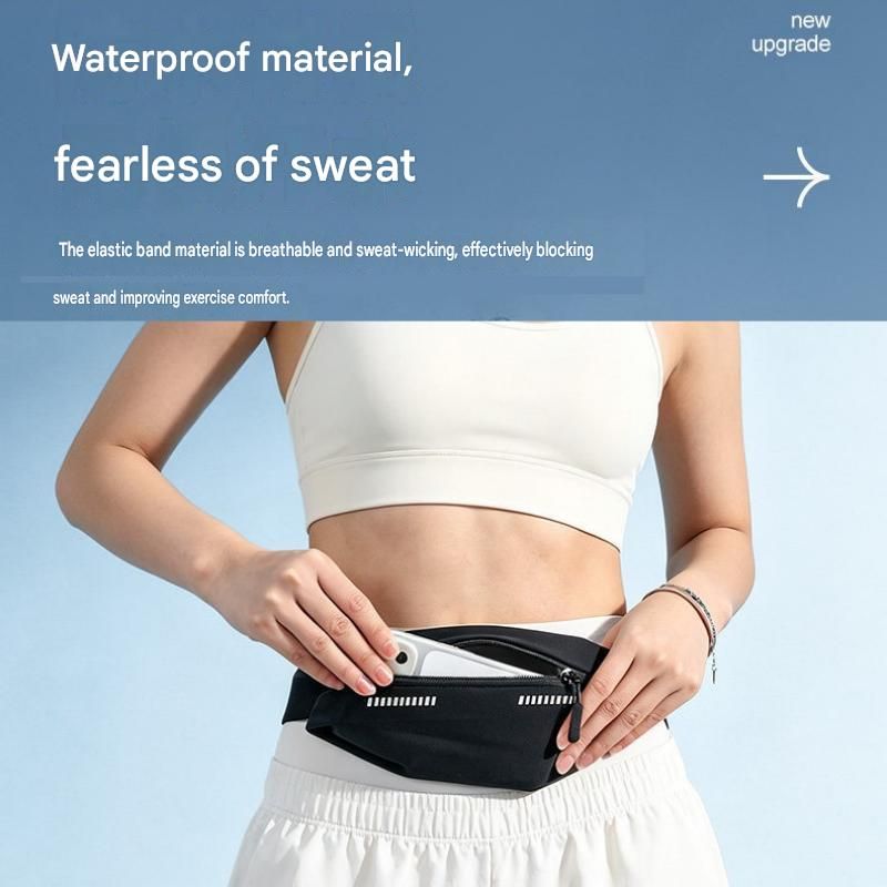 Grey Running Waist Belt - High Stretch Nylon Sports Fanny Pack with Reflective view 10