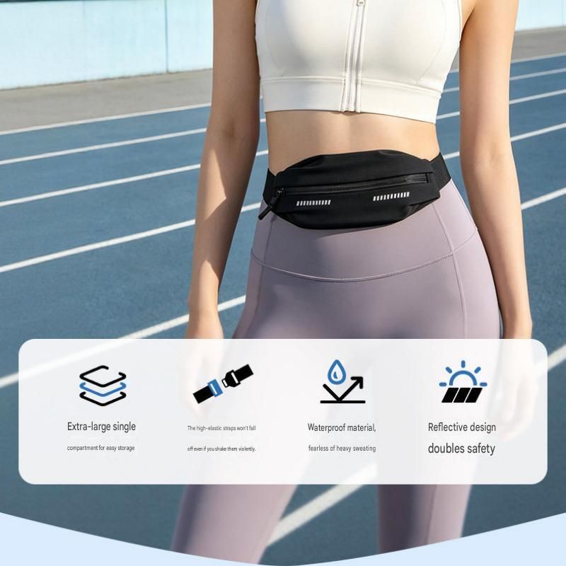 Blue Running Waist Belt - High Stretch Nylon Sports Fanny Pack with Reflective view 5