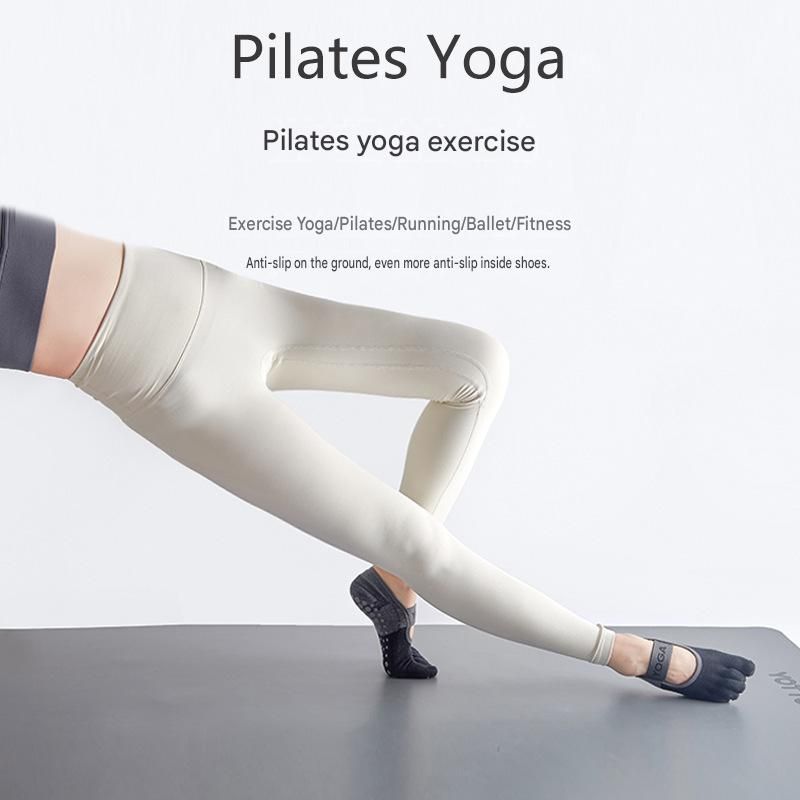Black Yoga Gloves and Five Toe Socks Set - Acrylic Knit Half Finger Gloves view 8