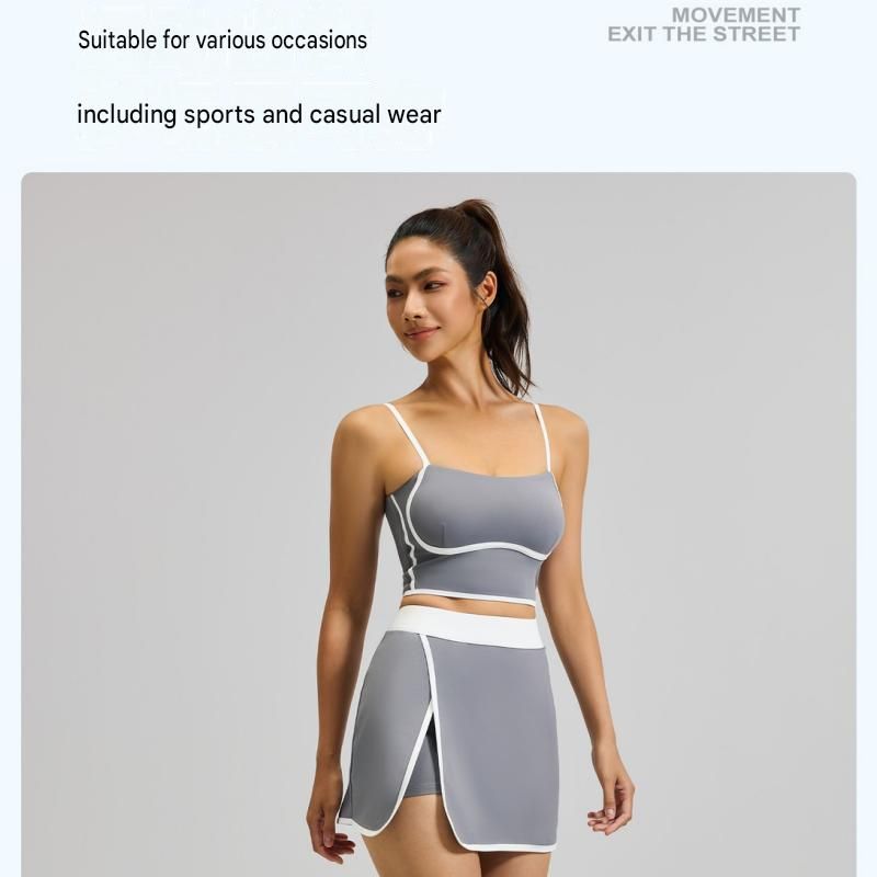 Black L Size Women's Linear Sports Set - Polyester Spandex Blend with view 10