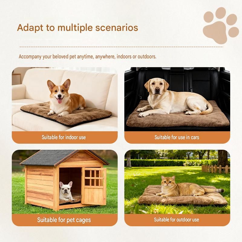 Grey L Size 56x90cm Self Heating Pet Mat - Soft Plush Non-Slip Thermal Bed for view 4