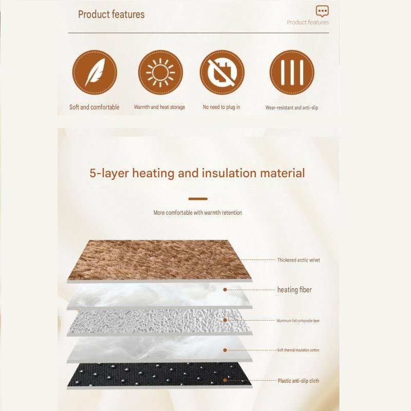 Grey XL Size 72x115cm Self Heating Pet Mat - Soft Plush Non-Slip Thermal Bed view 3