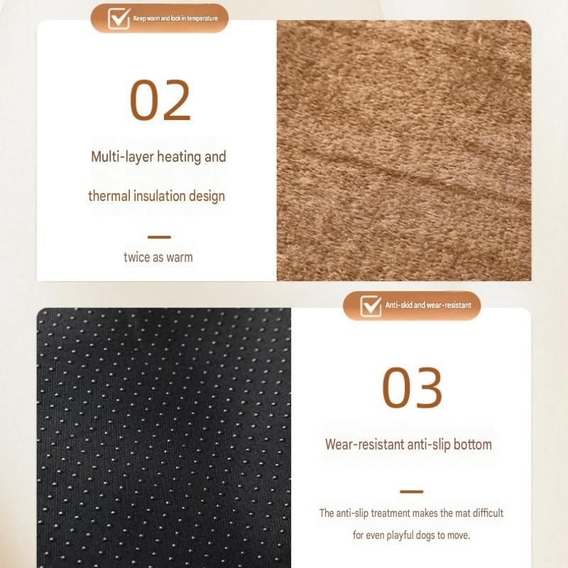 Grey XL Size 72x115cm Self Heating Pet Mat - Soft Plush Non-Slip Thermal Bed view 8