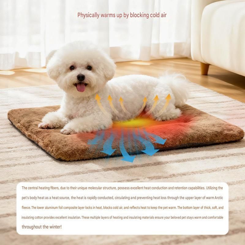 Brown XL Size 72x115cm Self Heating Pet Mat - Soft Plush Non-Slip Thermal Bed view 6