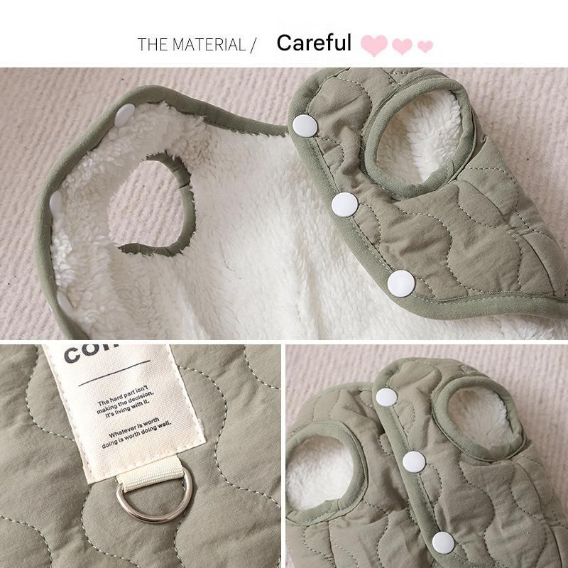 Beige M Size 37x50cm Fleece-lined thickened dog vest - Cotton Fleece Lined view 3