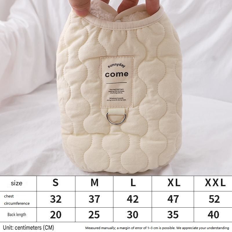 Beige L Size 42x30cm Fleece-lined thickened dog vest - Cotton Fleece Lined view 6