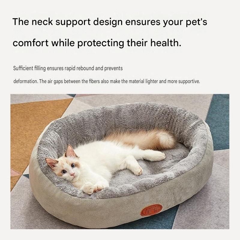 L Size 60x75cm Grey Oval Pet Bed - Arctic Fleece and PP Cotton - Thickened Warmth view 4
