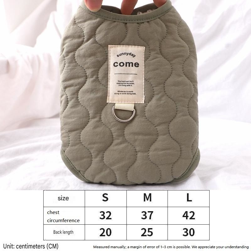 Winter Pet Care Bundle - M Size 37*25cm Green Quilted Dog Vest with Leash Ring view 6