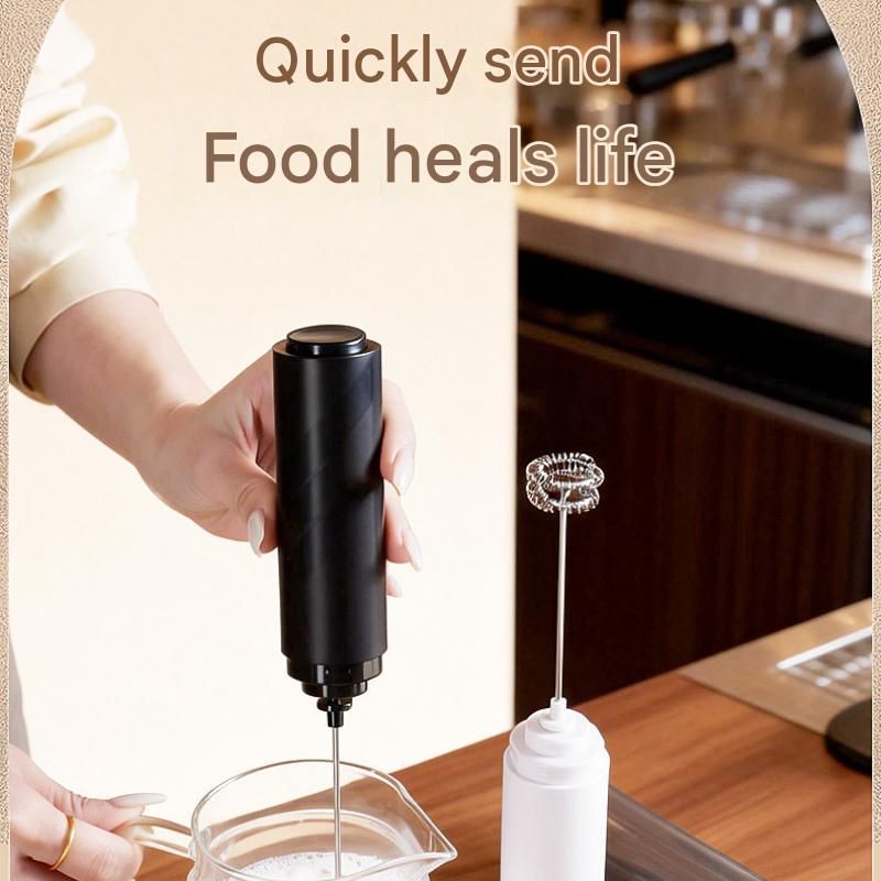Black Electric Milk Frother Handheld - 304 Stainless Steel and ABS view 2