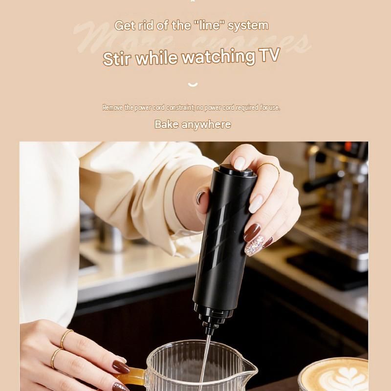 Black Electric Milk Frother Handheld - 304 Stainless Steel and ABS view 5