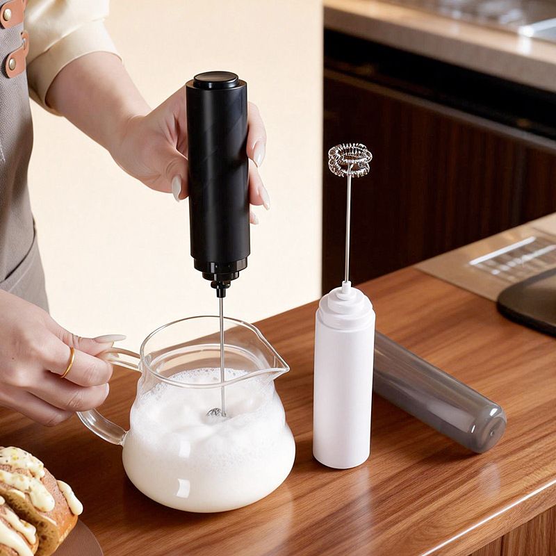 Black Electric Milk Frother Handheld - 304 Stainless Steel and ABS view 9