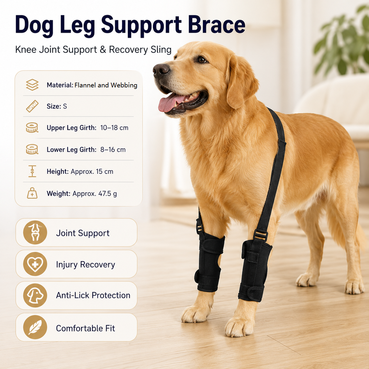 S Size Dog Knee Brace and Leg Support Sleeve - Protective Wrap view 2