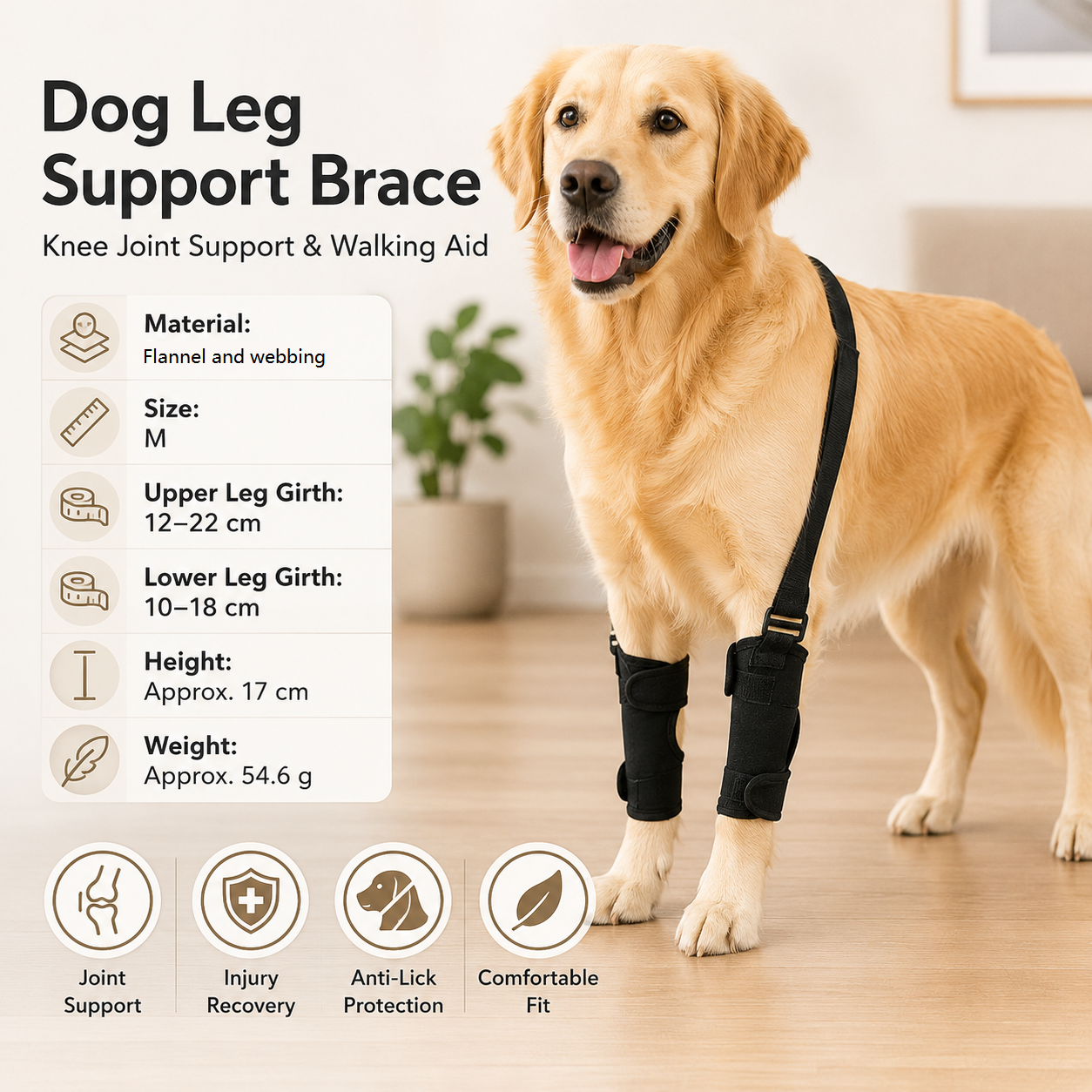 M Size Dog Knee Brace and Leg Support Sleeve - Protective Wrap view 2