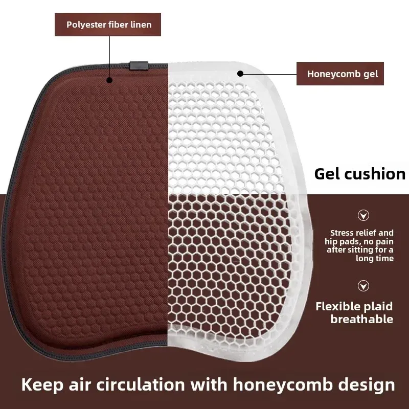Black Universal Honeycomb Gel Seat Cushion - Breathable Cooling Pad for Car & view 3