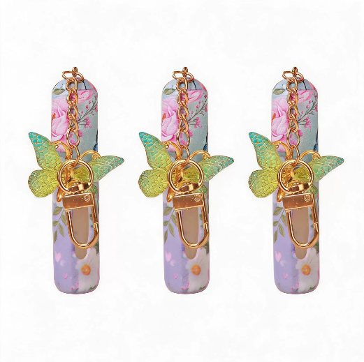 3 Pack Blue 5ml Portable Perfume Atomizer Keychain Butterfly Charm Floral